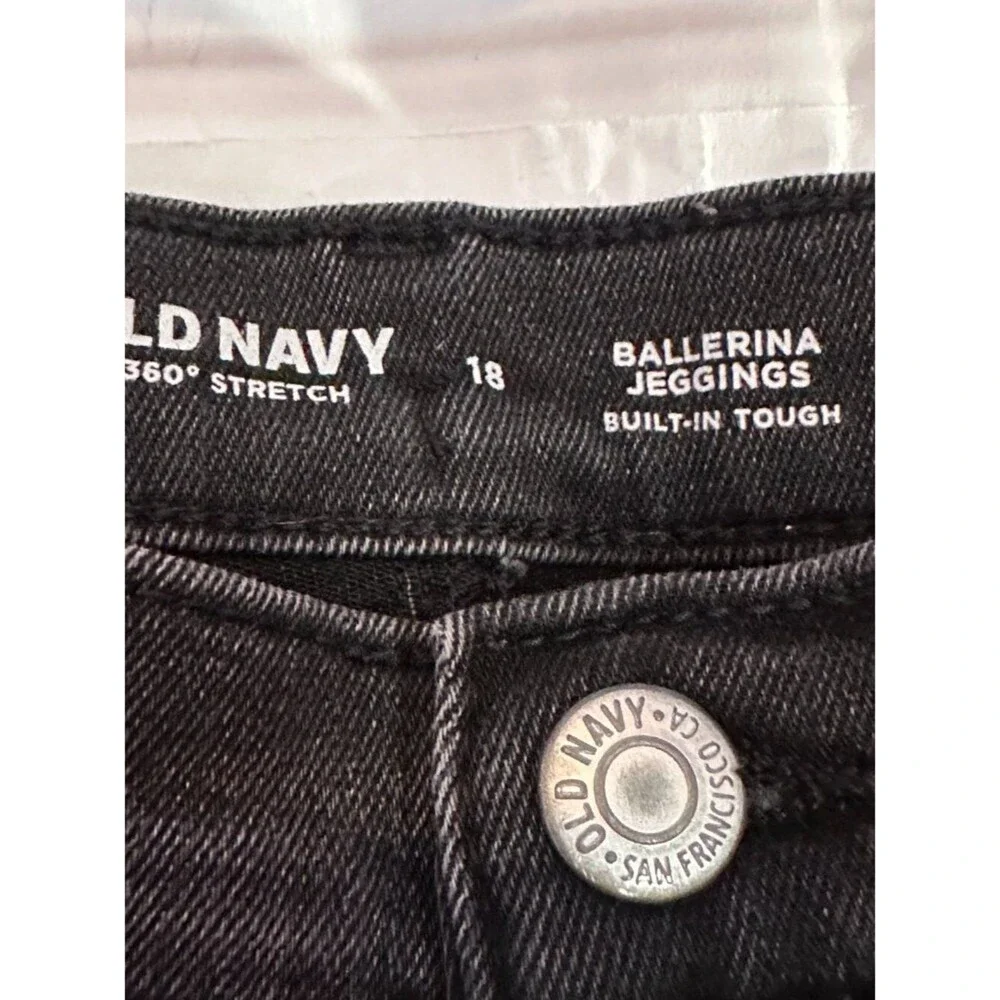 Old Navy Girls Black Skinny Distressed Jeggings Size 18